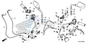 CB650FAH 2ED - (2ED) drawing HANDLE LEVER/ SWITCH/ CABLE/ MIRROR