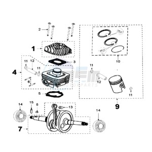 LUDIX 10 RB ONE drawing CRANKSHAFT AND CYLINDER CAST IRON