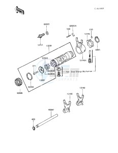 KZ 750 F [LTD SHAFT] (F1) [LTD SHAFT] drawing GEAR CHANGE DRUM & FORKS