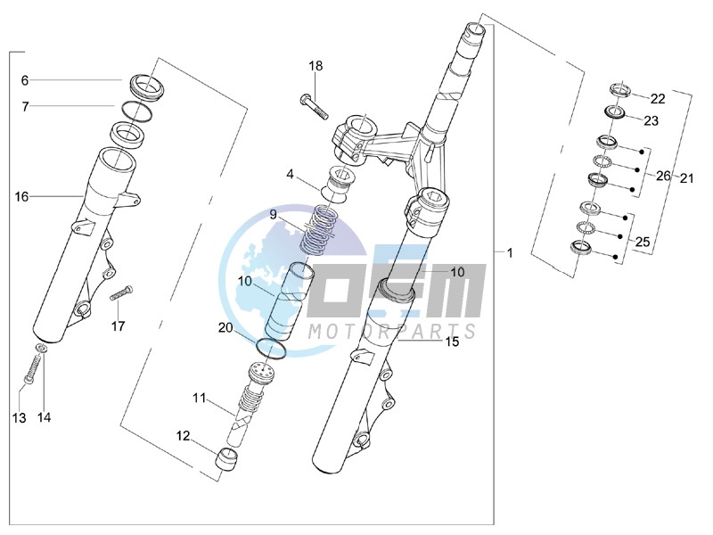 Fork steering tube - Steering bearing unit