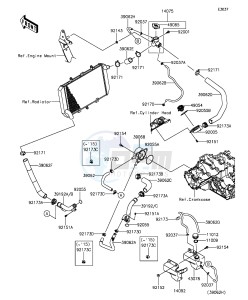 Z1000SX ZX1000LEF FR GB XX (EU ME A(FRICA) drawing Water Pipe