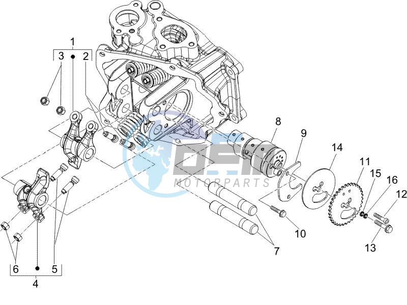 Camshaft - Rocking levers support unit