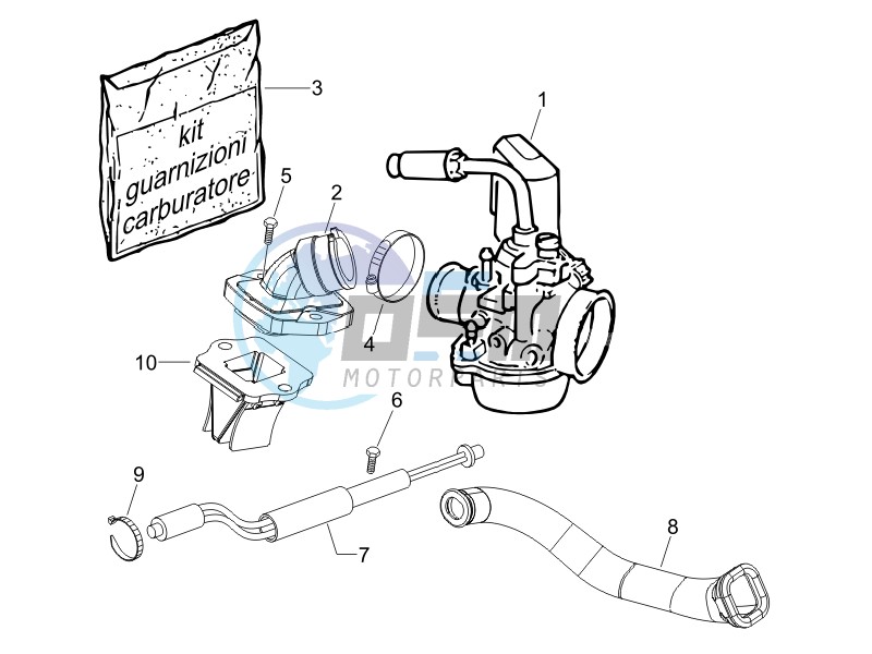 Carburettor assembly - Union pipe