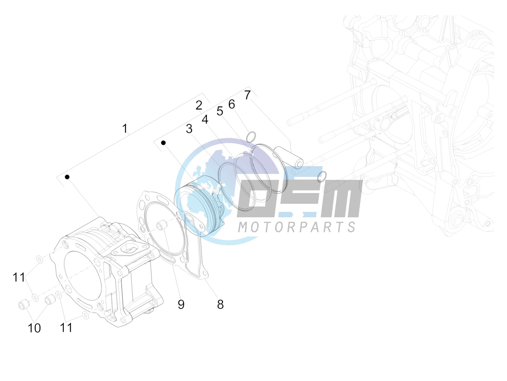 Cylinder-piston-wrist pin unit