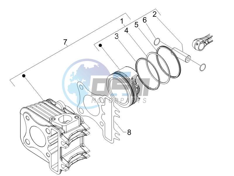 Cylinder - piston - wrist pin unit