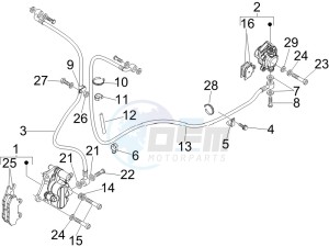 GTV 250 ie drawing Brakes pipes - Calipers