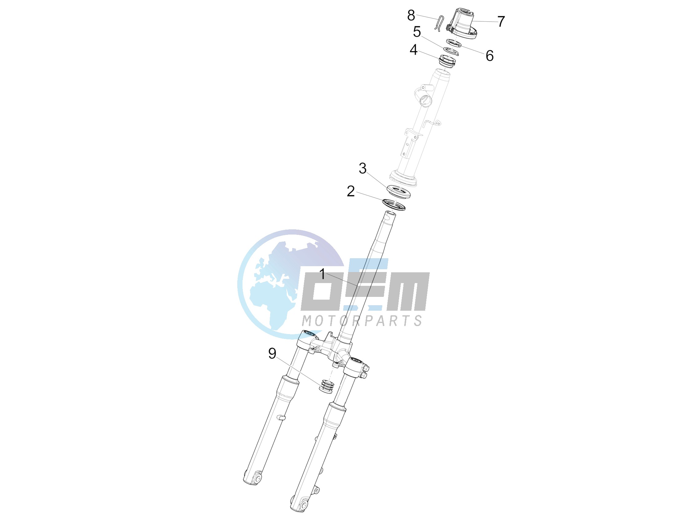 Fork/steering tube - Steering bearing unit