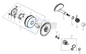 JET EURO X 50 BC ENGINE drawing DRIVE PULLEY - GEARED SHAFT