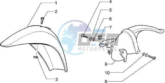 Front and rear mudguard