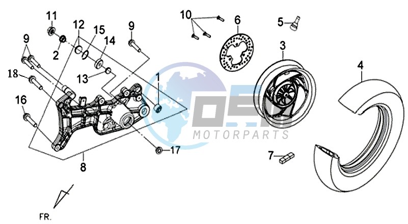 REAR WHEEL - REAR FORK