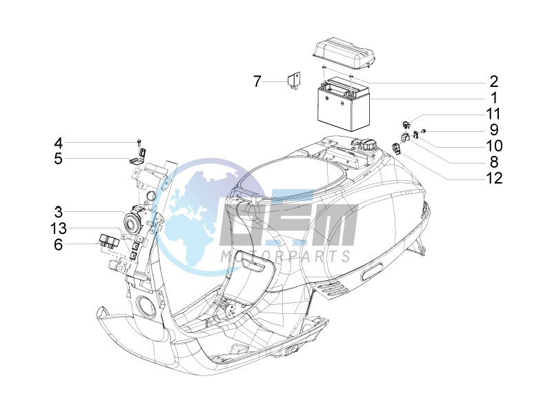 Control switches - Battery - Horn