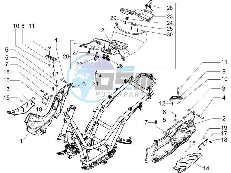 Central cover - Footrests