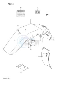 DR250 (E24) drawing REAR FENDER - LABEL