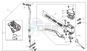 JET 50 KH ENGINE drawing VOORBRAKE CALIPER / BRAKE LEVER /BRAKE LINES