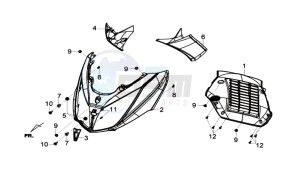 JOYMAX 125 I ABS drawing FR PLATE / INDICATORS / INNER LEG SHIELD