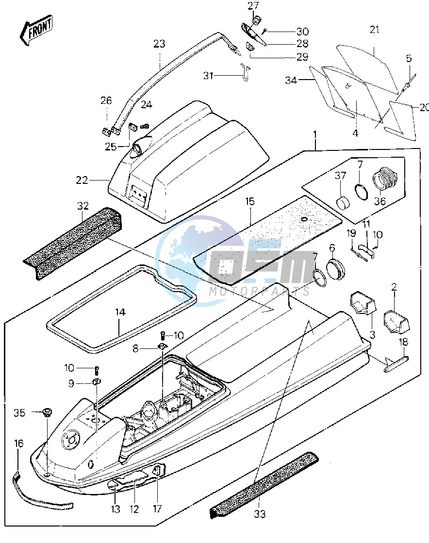 HULL_ENGINE HOOD   -- 84-86 JS440-A8_A9_A10- -