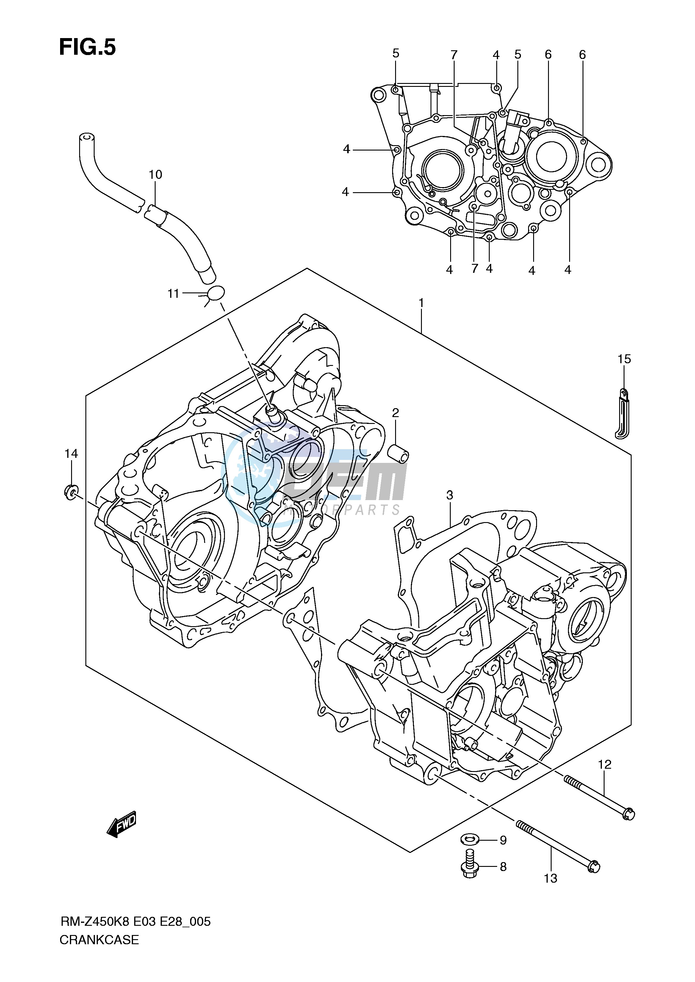 CRANKCASE (RM-Z450K8 K9 L0)