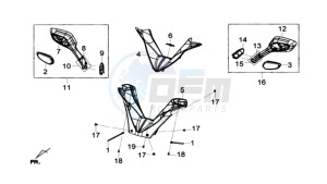 GTS 125I L6 drawing COWLING HANDLEBAR - MIRRORS L-R