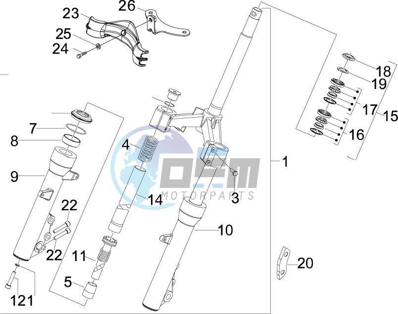 Fork steering tube - Steering bearing unit