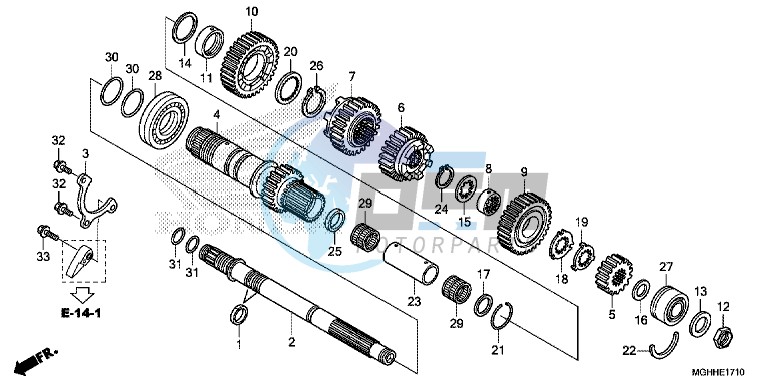 TRANSMISSION (VFR1200XD/ XDA/ XDS) (MAINSHAFT)