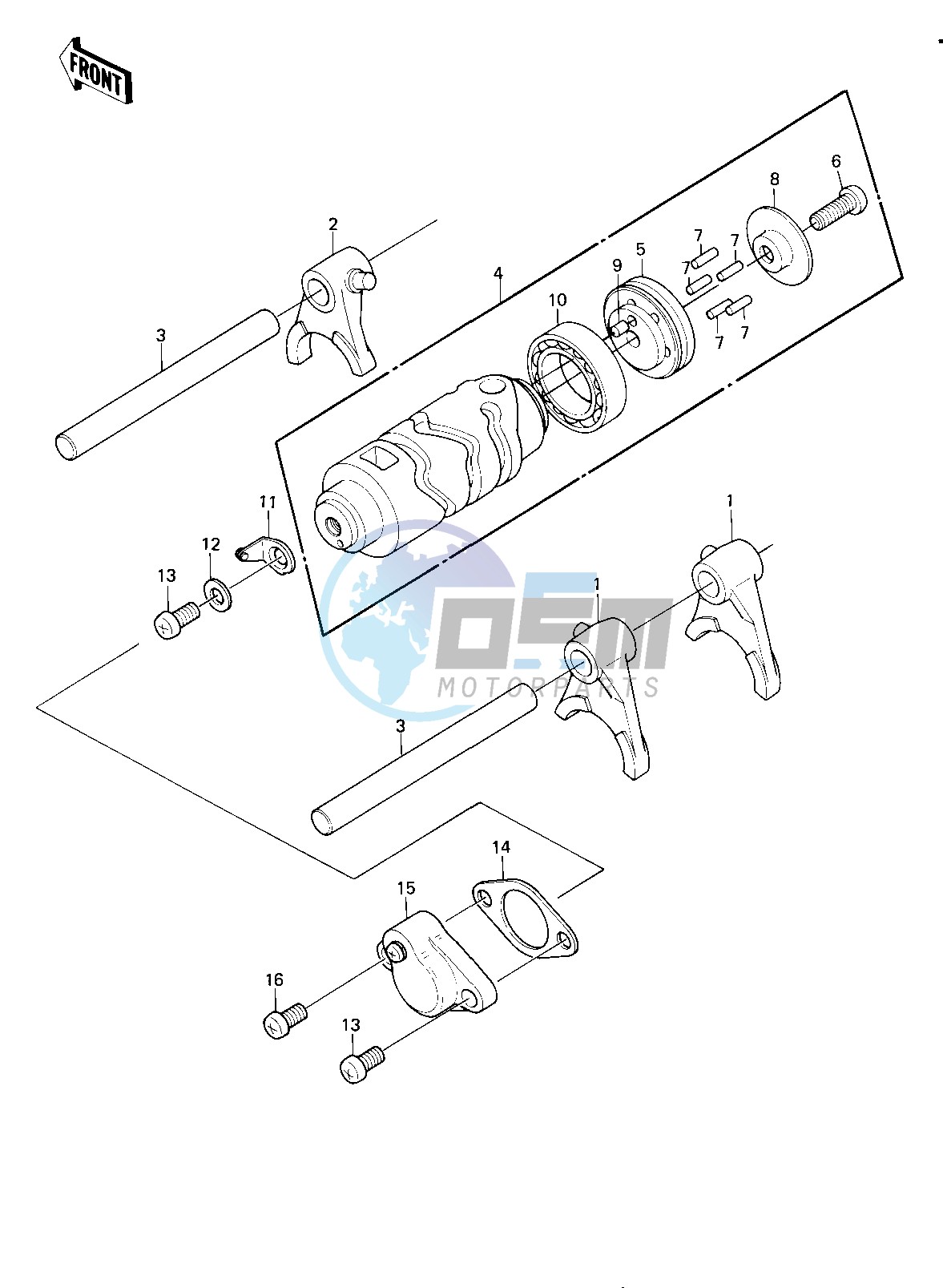 GEAR CHANGE DRUM & FORKS -- 80-81 KE175-D2_D3- -