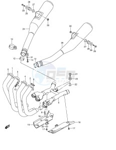 GSX1400 (E2) drawing MUFFLER (MODEL K2 K3 K4)