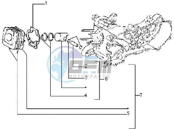 Cylinder-piston-wrist pin assy