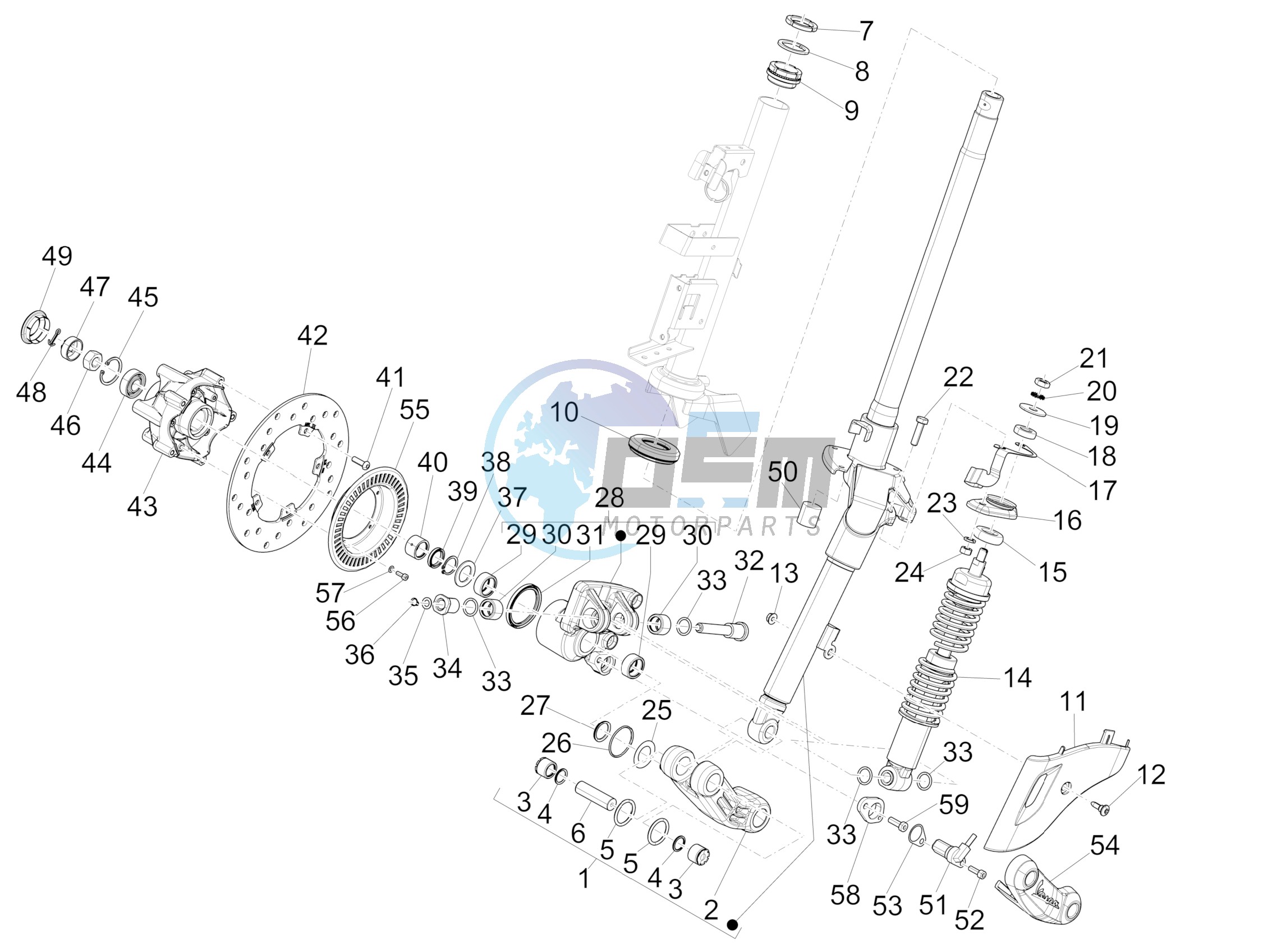 Fork/steering tube - Steering bearing unit