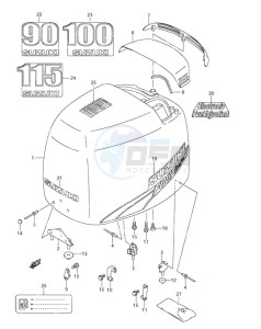 DF 90 drawing Engine Cover (2003-2008)