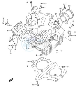 GS500 (P19) drawing CYLINDER HEAD