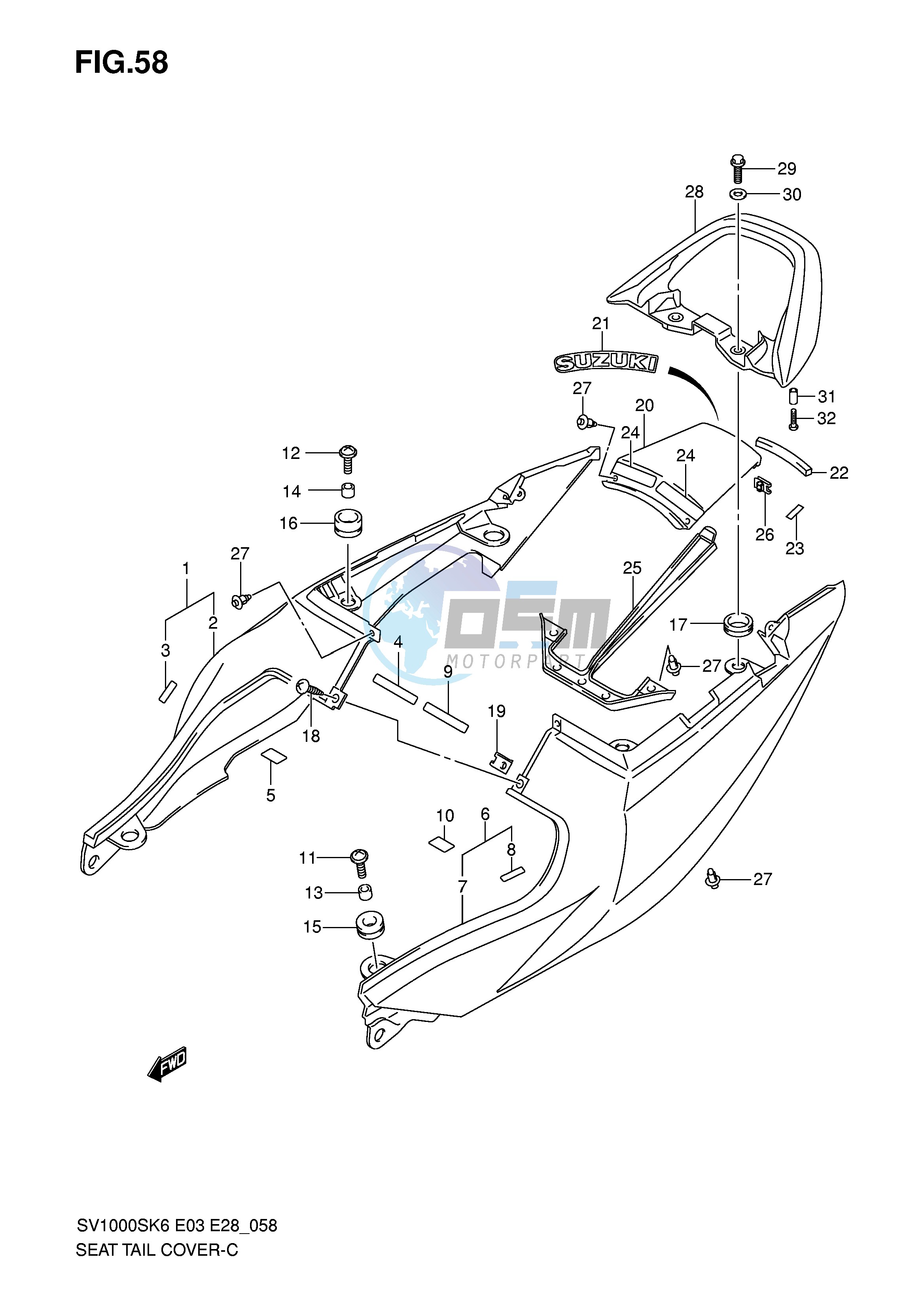 SEAT TAIL COVER (SV1000SK6 SK7)