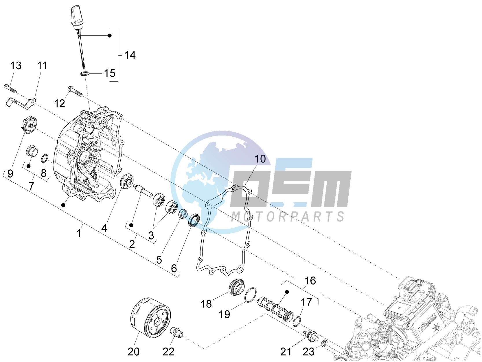 Flywheel magneto cover - Oil filter