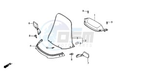 CN250 drawing METER VISOR/WIND SCREEN