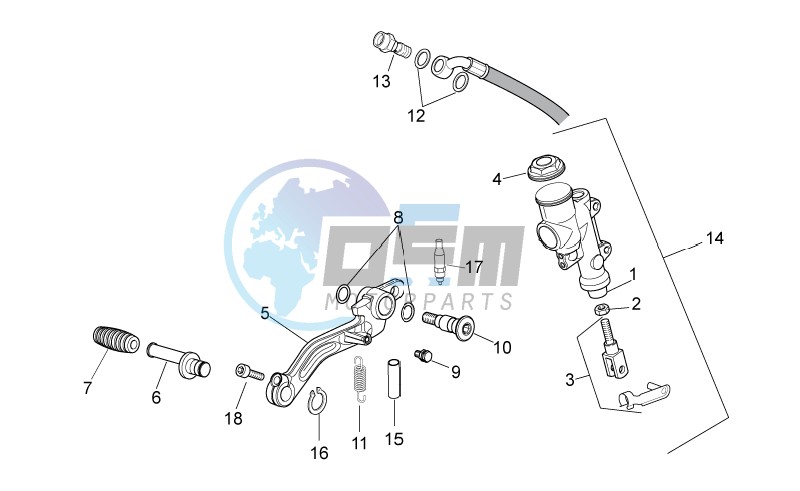 Rear master brake cylinder