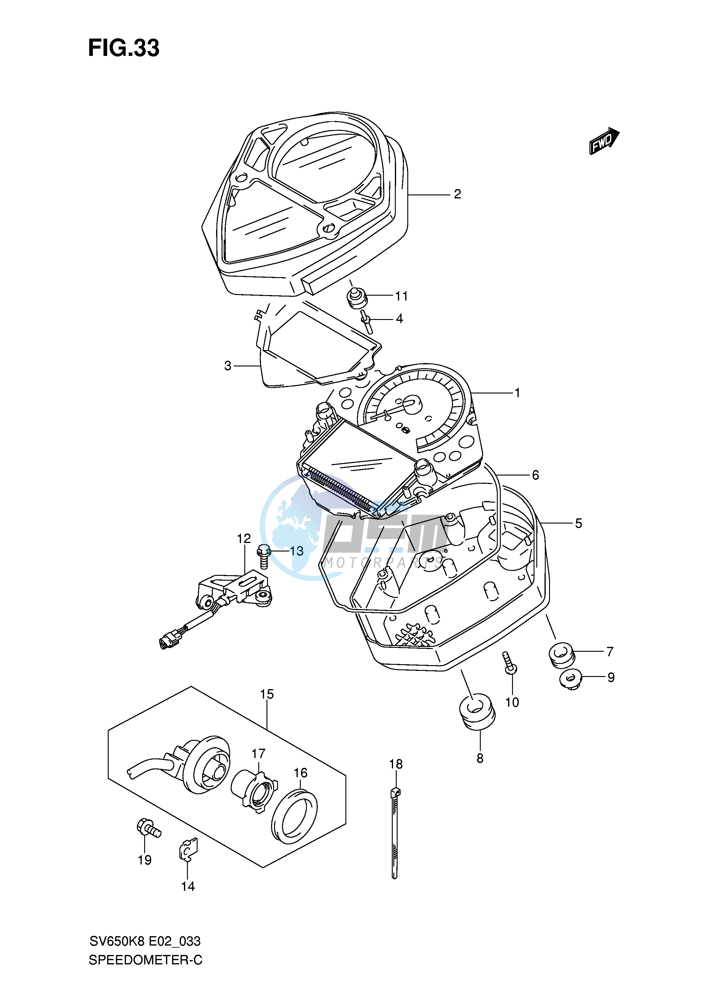 SPEEDOMETER (SV650SAK8 SAK9 SUAK8 SUAK9 SAL0 ASUL0)