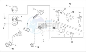 Scarabeo 50 4t 2v e2 drawing Lock hardware kit