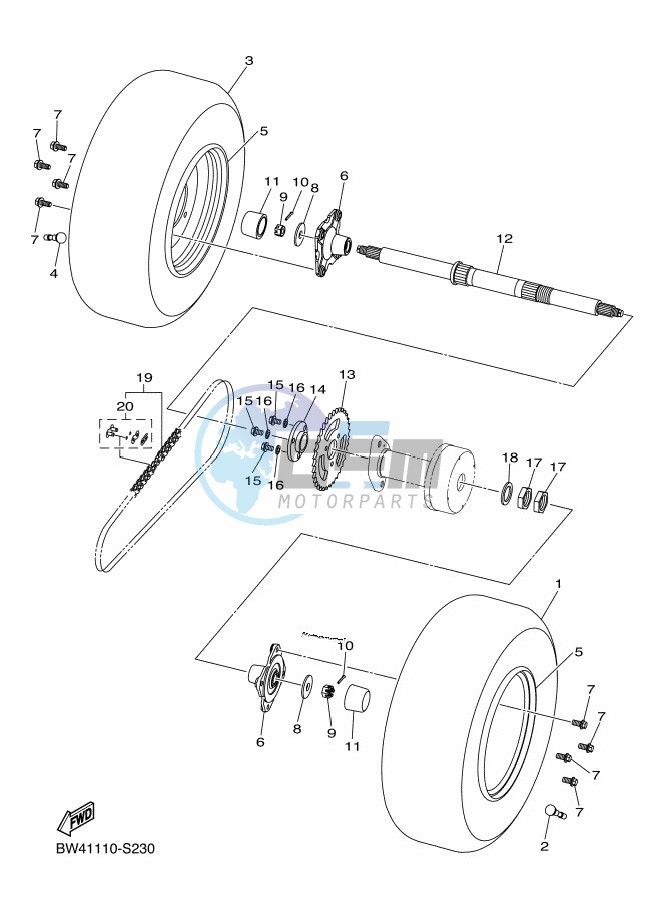 REAR AXLE & WHEEL