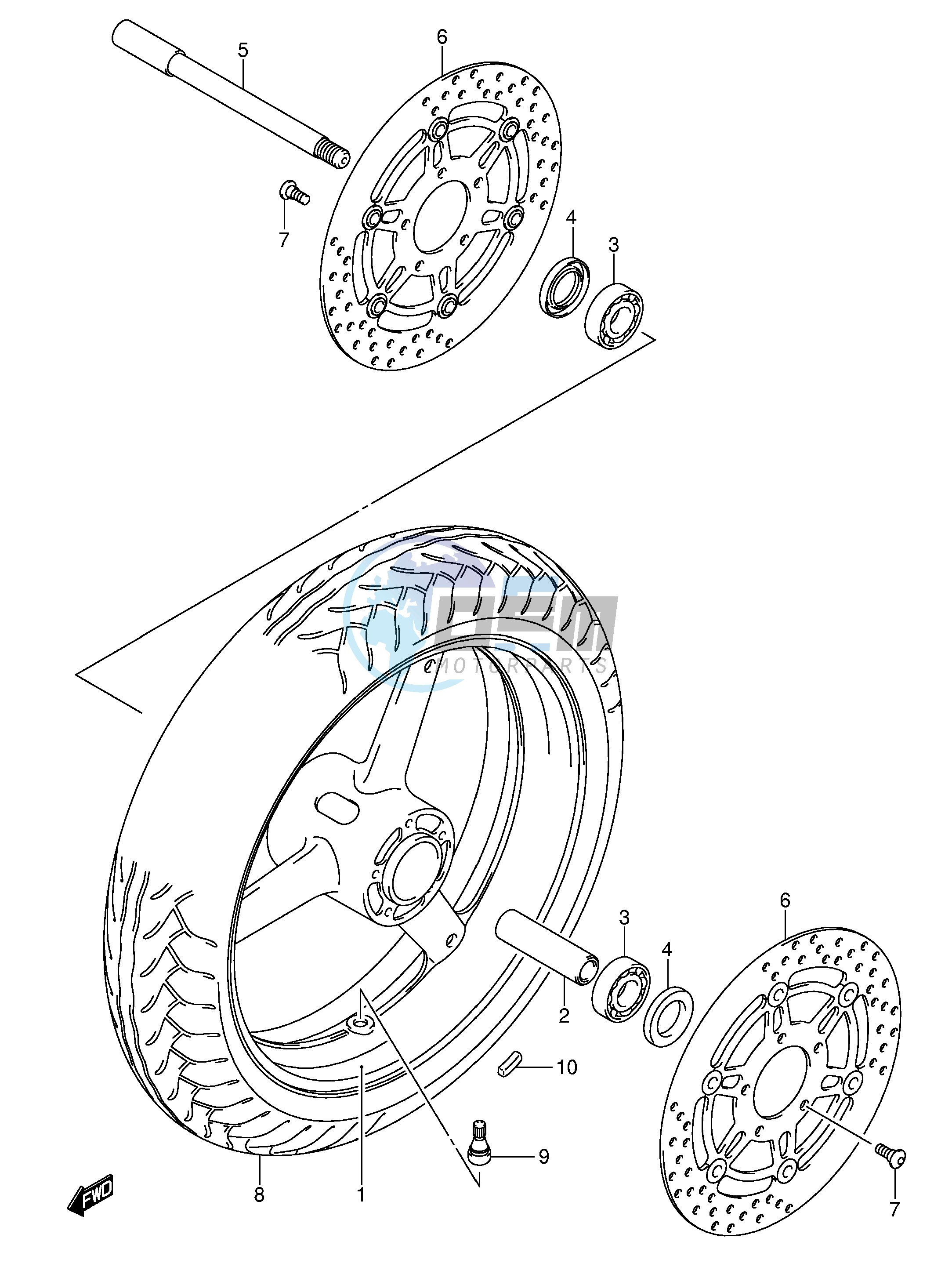 FRONT WHEEL (SEE NOTE)