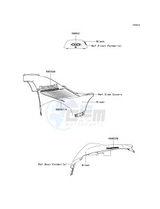 KVF 650 F [BRUTE FORCE 650 4X4I] (F6F-F9F ) F6F drawing DECALS-- GREEN- --- F6F- -