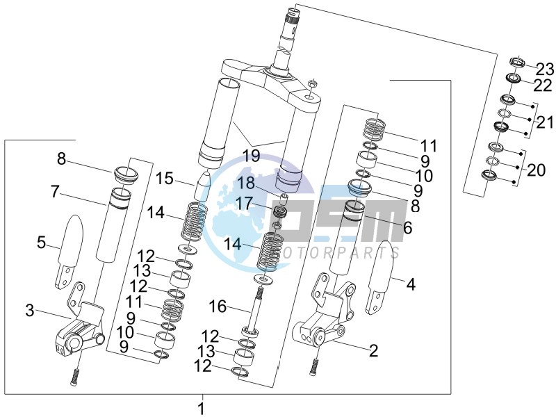 Fork steering tube - Steering bearing unit