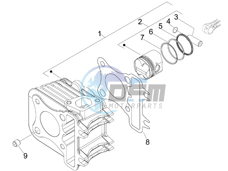 Cylinder - piston - wrist pin unit