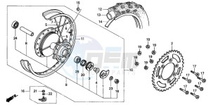 XR200R drawing REAR WHEEL