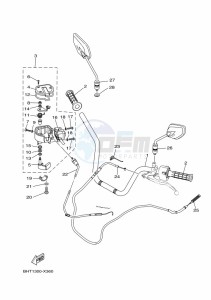 YFM450FWBD KODIAK 450 EPS (BHT4) drawing STEERING HANDLE & CABLE