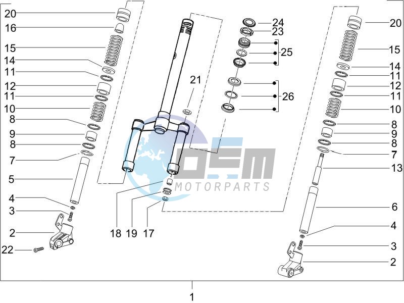 Fork steering tube - Steering bearing unit