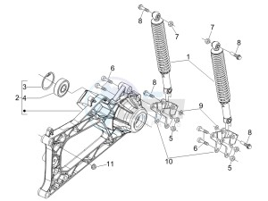 MP3 500 (USA) drawing Rear suspension - Shock absorbers