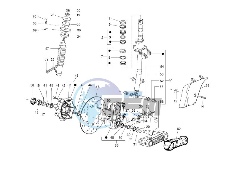 Fork - steering tube - Steering bearing unit