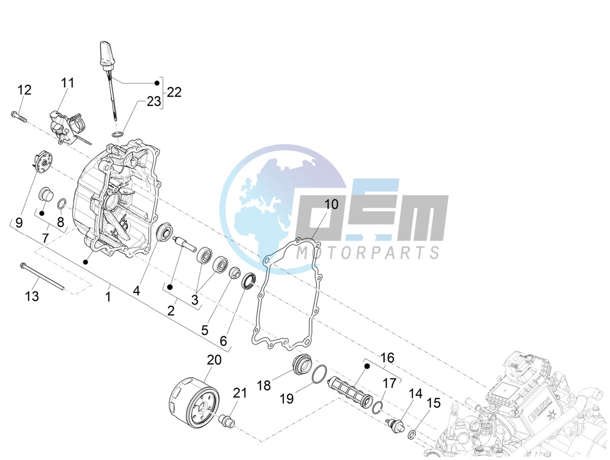 Flywheel magneto cover - Oil filter