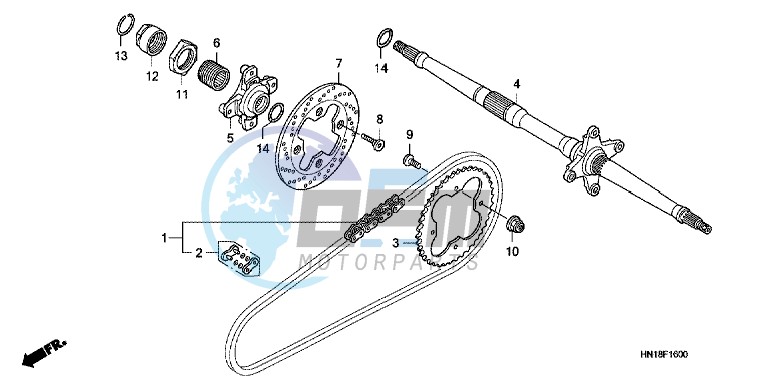 REAR WHEEL AXLE/ DRIVE CHAIN