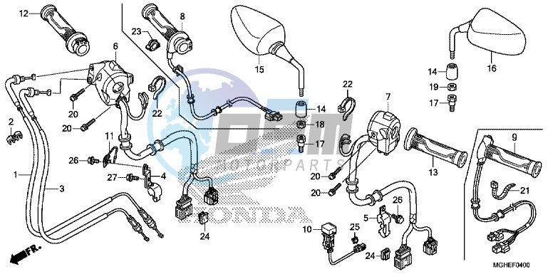 SWITCH/CABLE/MIRROR (VFR1200X/XA/XL)