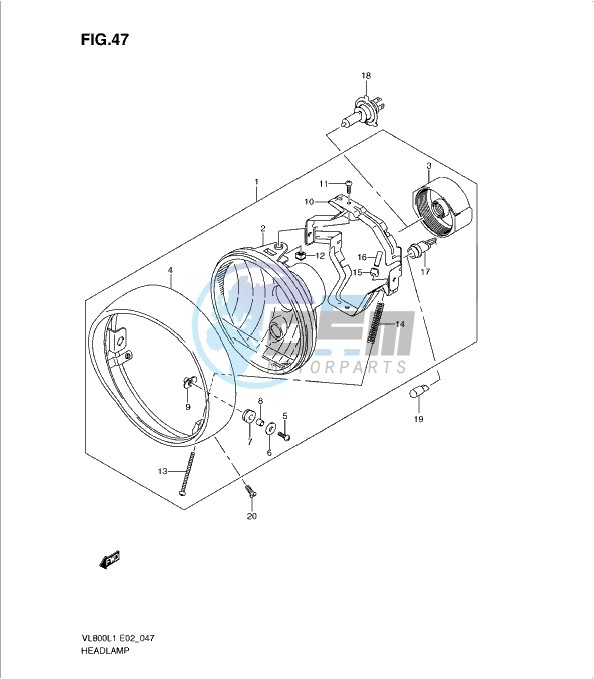 HEADLAMP ASSY (VL800L1 E19)